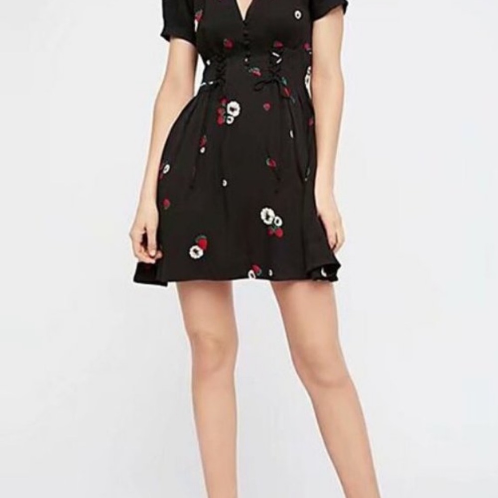 Free People Black asymmetrical mini dress